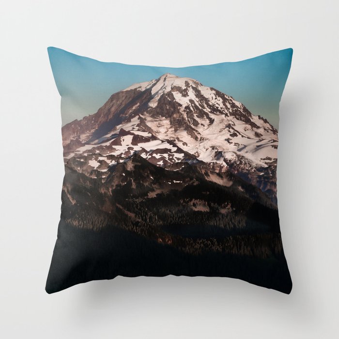 Mt Rainier Dusk Throw Pillow