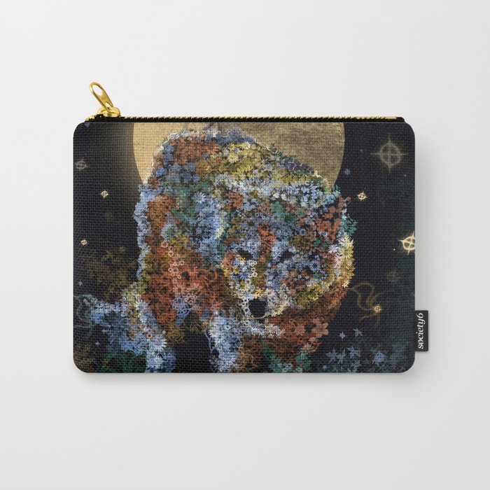 floral animals wolf and stars Carry-All Pouch