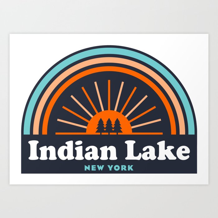 Indian Lake New York Rainbow Art Print