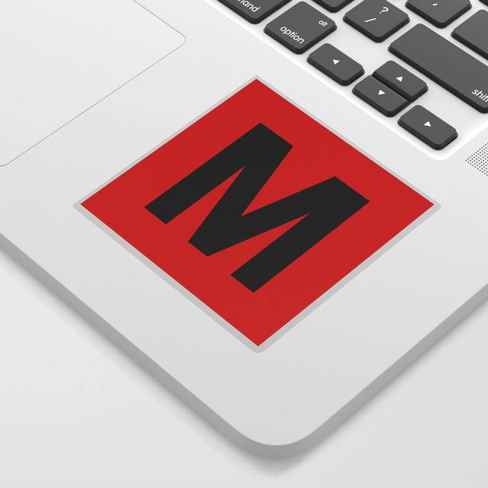 Letter M (Black & Red) Sticker