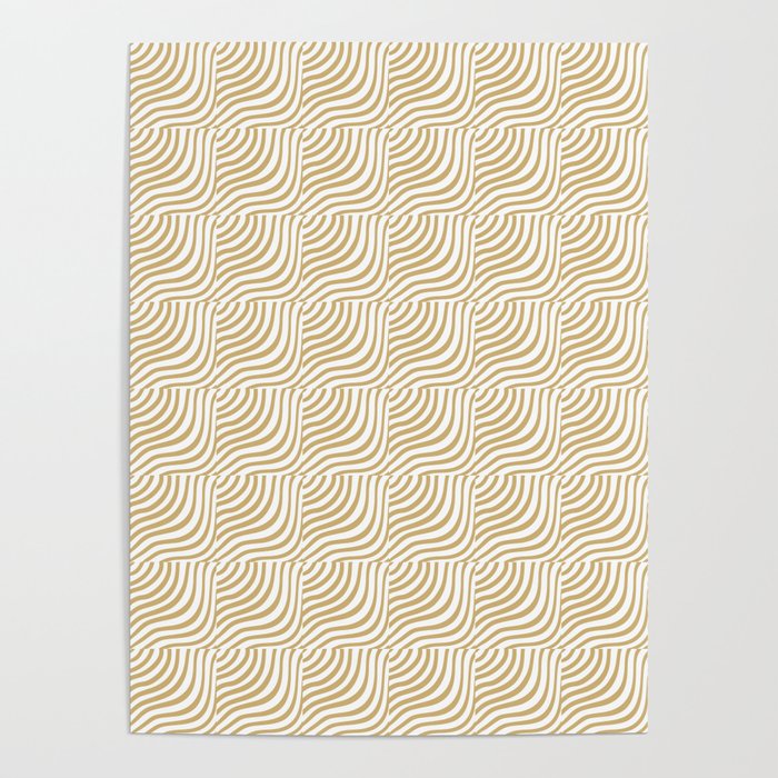 Mid-Century Gold Striped Shells Poster