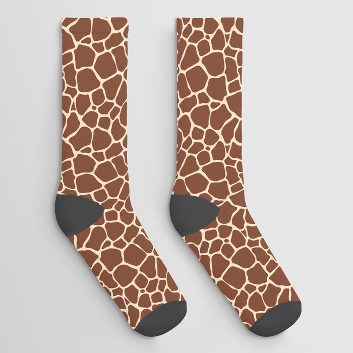 Dark Brown Giraffe Skin - Wild Animal Socks