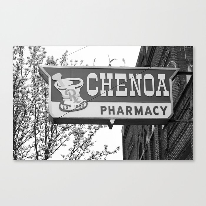 Route 66 - Chenoa Pharmacy 2008 BW Canvas Print