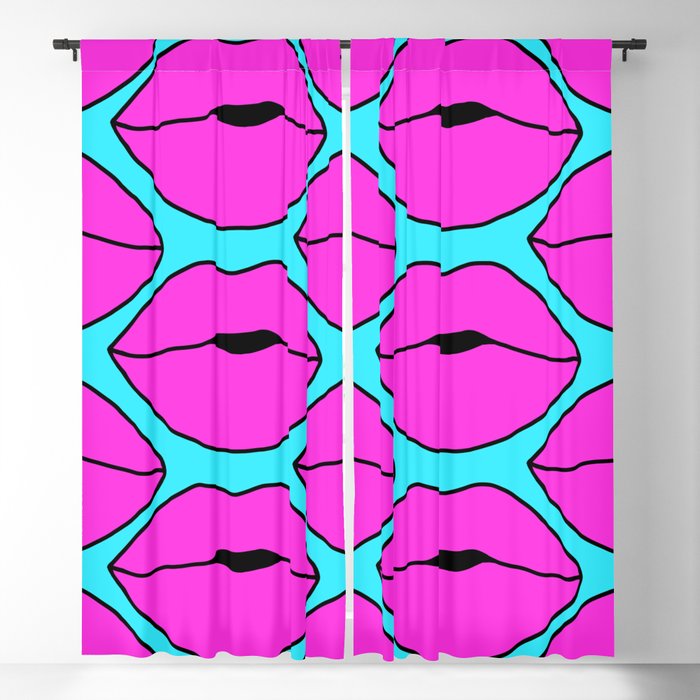 Hot Pink Close up Lips Blackout Curtain