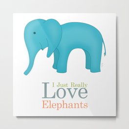Cute Blue Elephant Metal Print