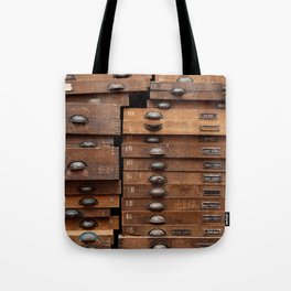 Wooden cabinet with drawers Tote Bag