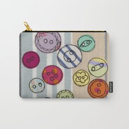 Embroidered Button Illustration Carry-All Pouch