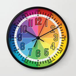 Learn to Tell Time Color Wheel Wall Clock