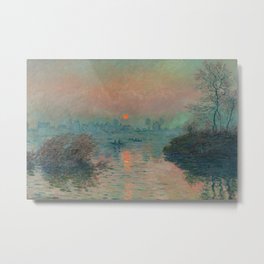 Setting sun on the Seine at Lavacourt by Claude Monet, 1880 Metal Print