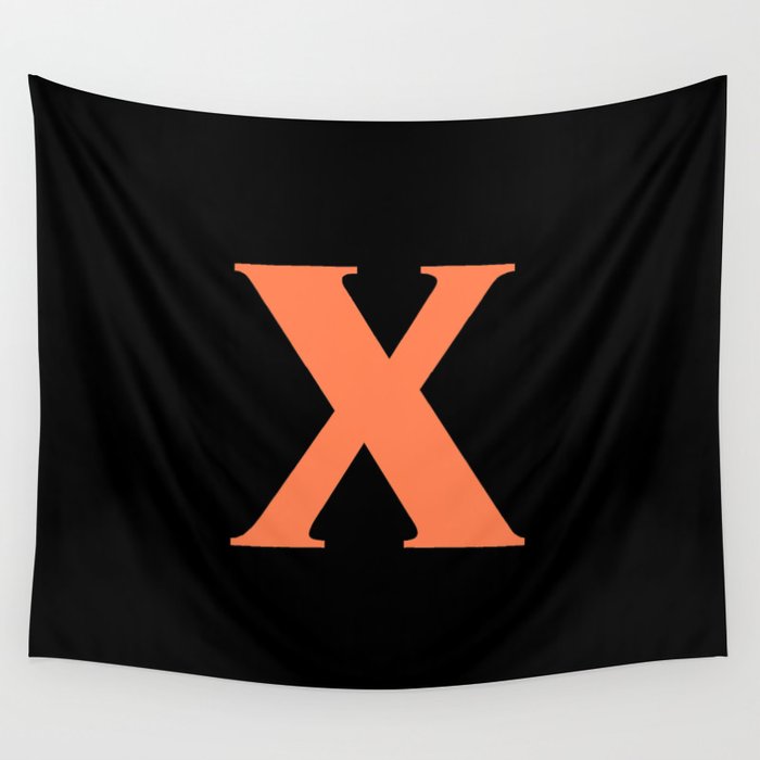 x (CORAL & BLACK LETTERS) Wall Tapestry