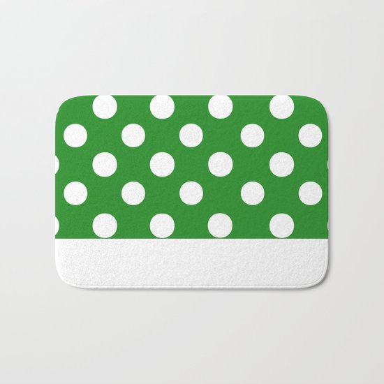 Polka Dots (White/Forest Green) Bath Mat