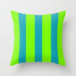 Lime Green and Aqua Blue Stripes Throw Pillow