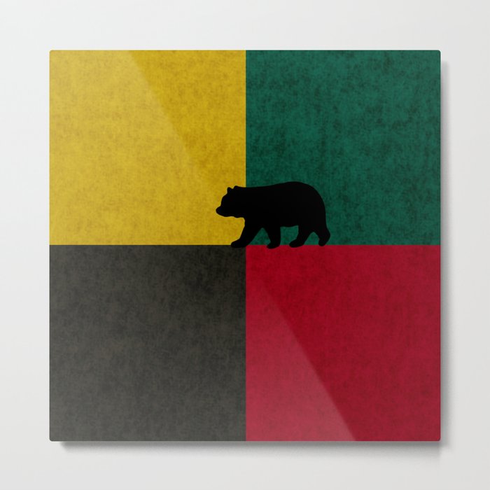 Bear On Colorblock Metal Print