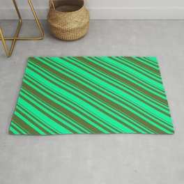 [ Thumbnail: Dark Olive Green and Green Colored Lines Pattern Rug ]