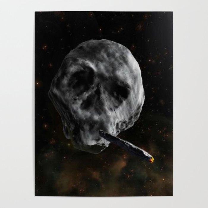 Skull Asteroid with Astro Blunt , Infinite Plane Society Poster