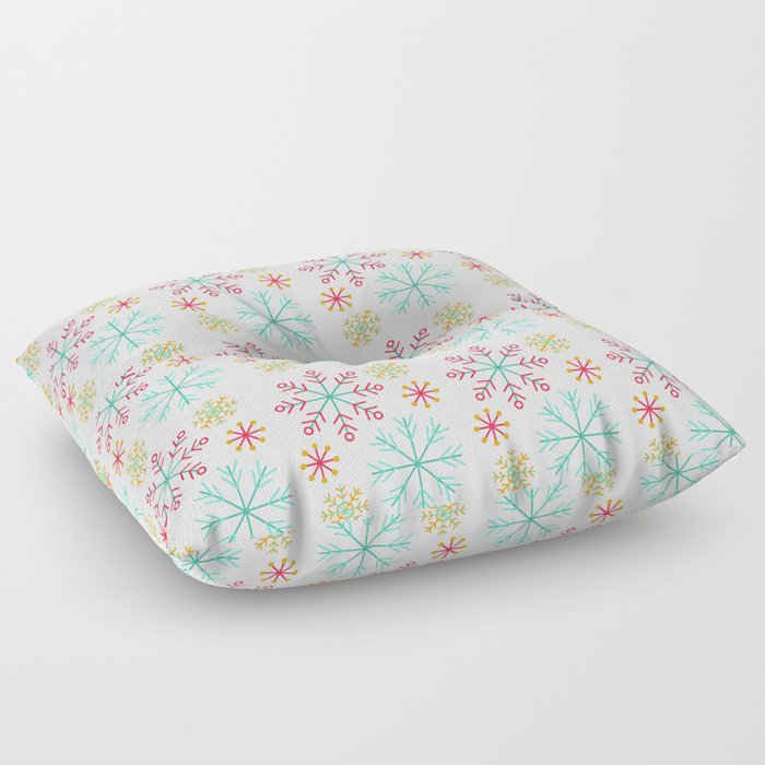 Christmas Pattern Geometric Colorful Snowflake Floor Pillow