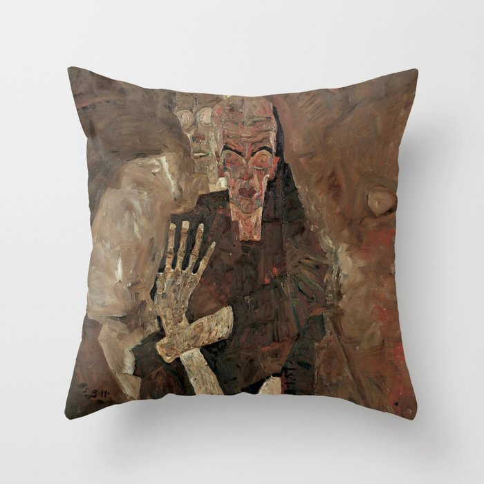 Egon Schiele "Self-Seer II (Death and Man)" Throw Pillow