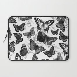 Shabby vintage black white floral butterflies Laptop Sleeve