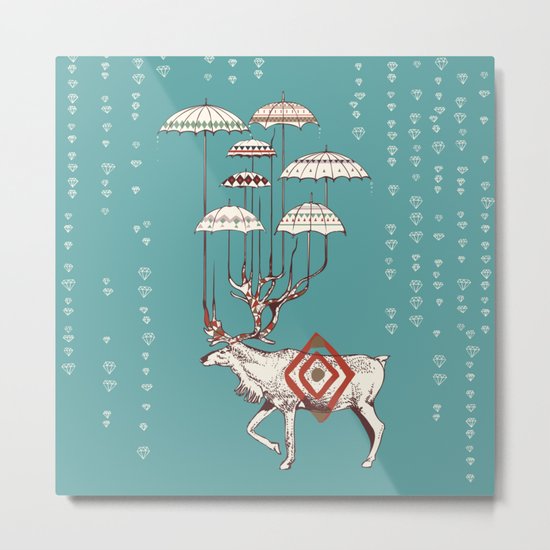 Rain Deer Metal Print