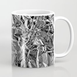 Crumpled Silver Metallic Aluminium Foil Texture Coffee Mug | Material, Crumple, Xmas, Glittering, Glossy, Shinning, Gloss, Metal, Texture, Photo 