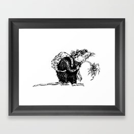 Rat with Flower #3, travel rat Framed Art Print