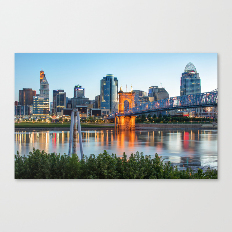 Cincinnati Skyline View Canvas Print By Gregoryballosfineart Society6