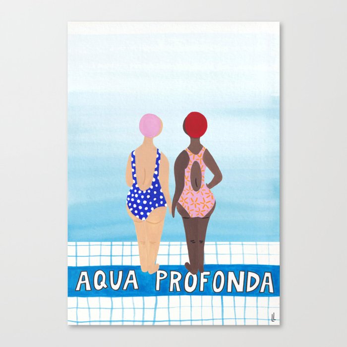 Pool Ladies in Deep Water Canvas Print