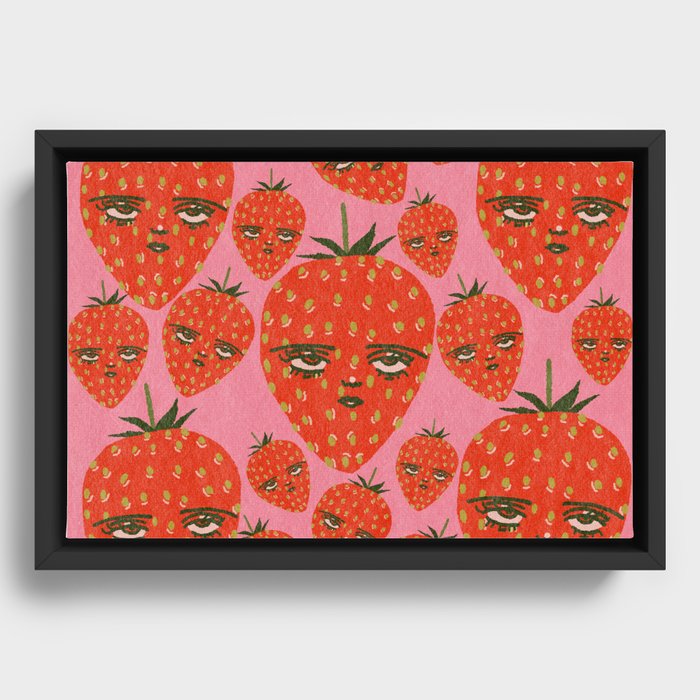 Unimpressed Strawberry Framed Canvas