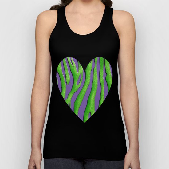 Bright Purple & Green Zebra Print Unisex Tank Top