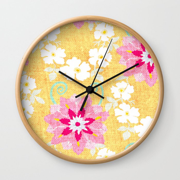 Faded floral Wall Clock