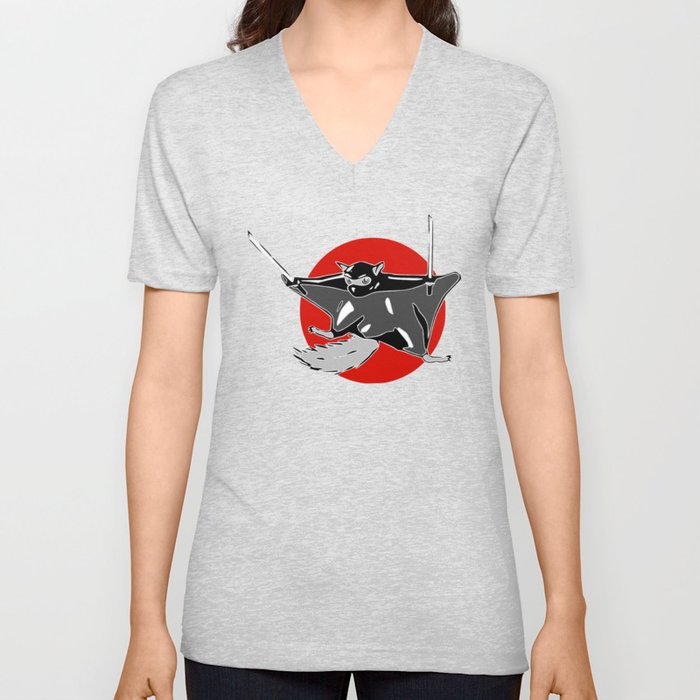 Flying (ninja) Squirrel V Neck T Shirt