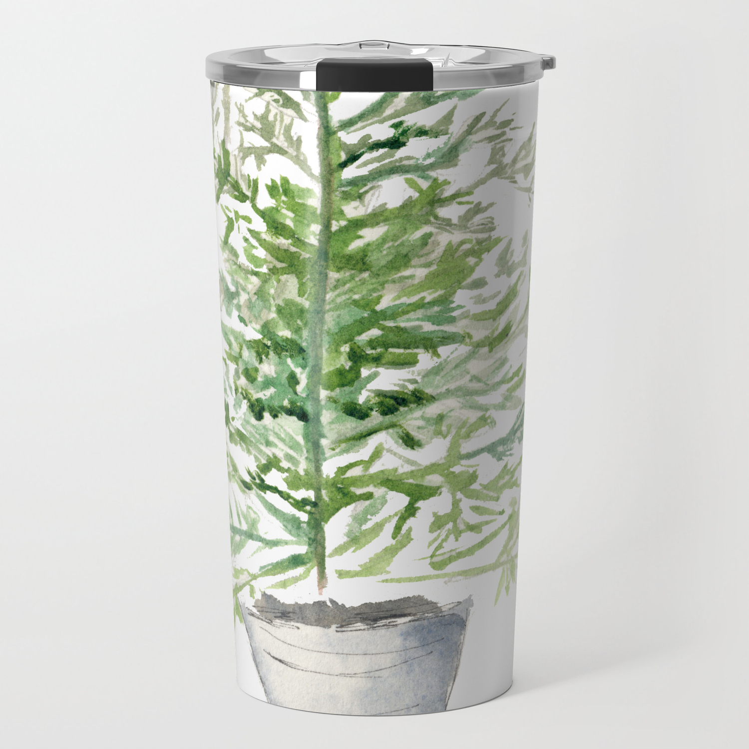 Christmas Tree In Galvanized Bucket Travel Mug By Ddsilverpennies