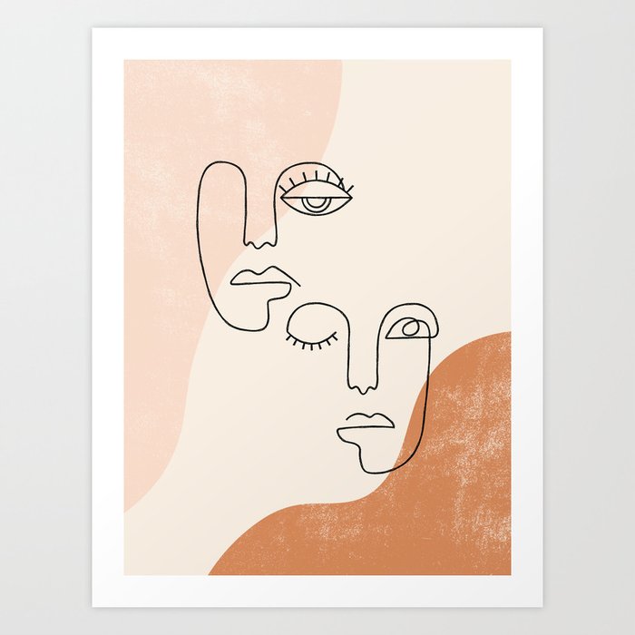 Two Abstract Faces Art Print