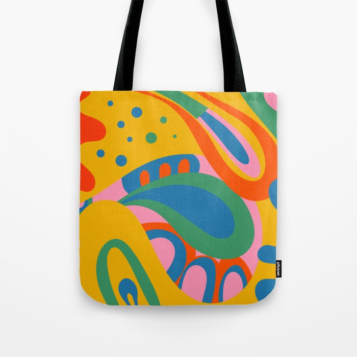 So Trippy Retro Psychedelic Abstract Pattern 2 in Rainbow Pop Colors Tote Bag