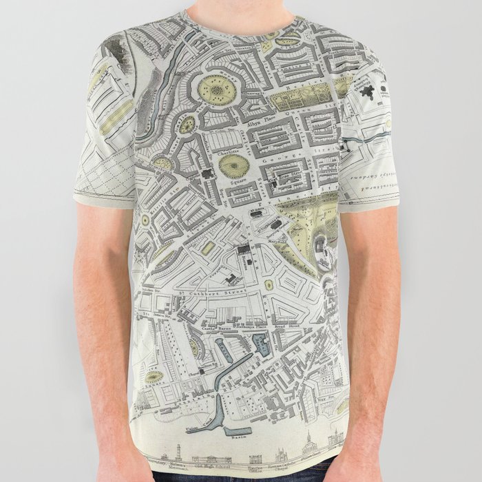 Plan of Edinbrugh, Scotland - 1834 Vintage pictorial map All Over Graphic Tee