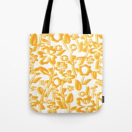 Arol - Floral Minimalsitic Colorful Flower Art Design Pattern in Yellow Tote Bag
