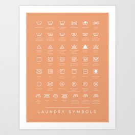 Laundry Symbols Guide Orange Burn Art Print