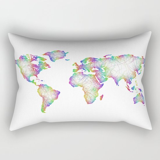 Rainbow World map Rectangular Pillow