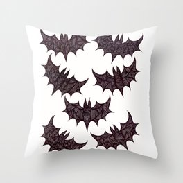 Black Bats with White Background Throw Pillow