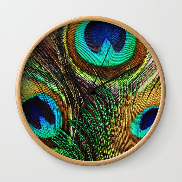 Peacock feathers Wall Clock
