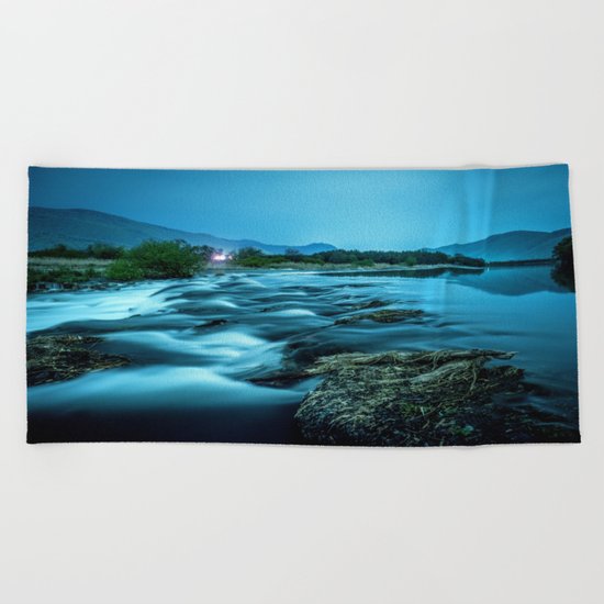 tranquil waterfall Beach Towel