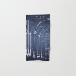 SpaceX Falcon Heavy Spacecraft NASA Rocket Blueprint in High Resolution (dark blue) Hand & Bath Towel