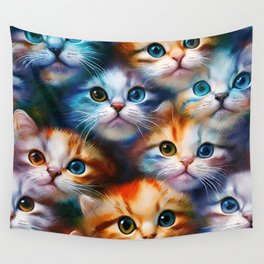 Cute Cat Faces Pattern for cats lovers Wall Tapestry
