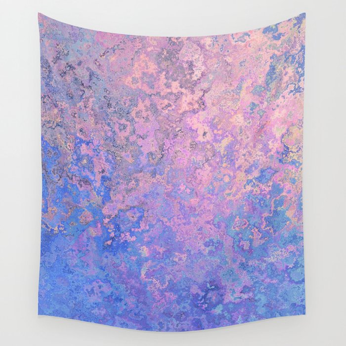 ABSTRACT OXIDIZE IN PINK AND BLUE. Wall Tapestry
