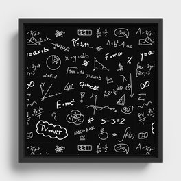 Mathematics nerdy in black Framed Canvas