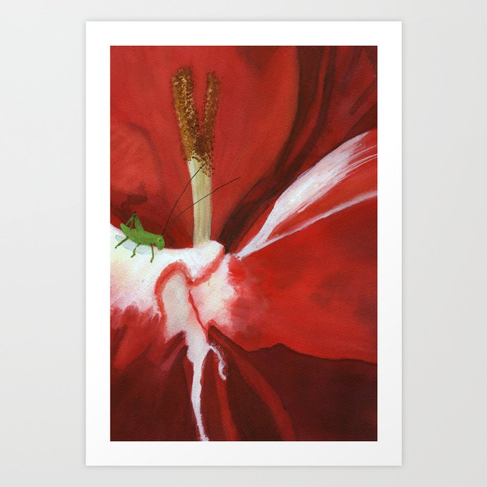 Scarlet and White Gladiolus, August Birth Flower Art Print