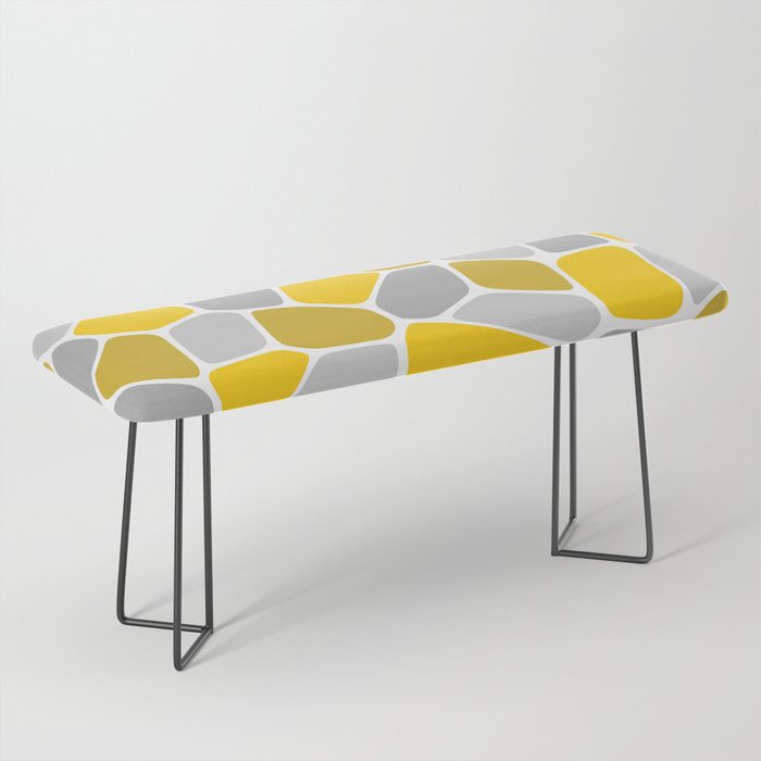 Abstract Shapes 208 in Gold and Grey Bench
