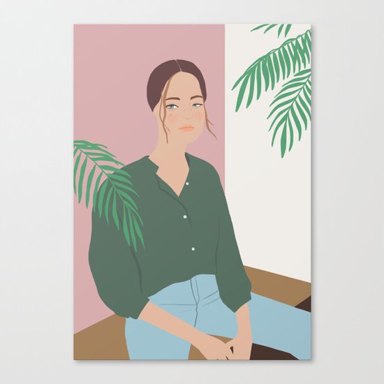 Summer Breeze, girly, fashion illustration, illustration, aloha, summer, tropical, hawaiian art Canvas Print