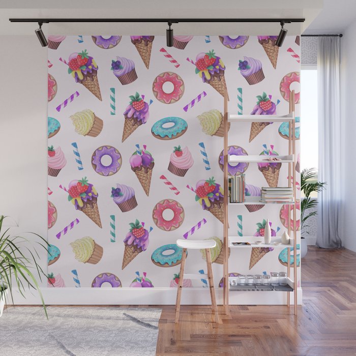 Seamless Backdrop of Colorful Sweet Candies  Wall Mural