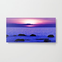 Dusk on the Saint-Lawrence Metal Print | Cloud, Nature, Coastal, Nautical, Pop Surrealism, Seascape, Water, Sun, Sky, Marine 